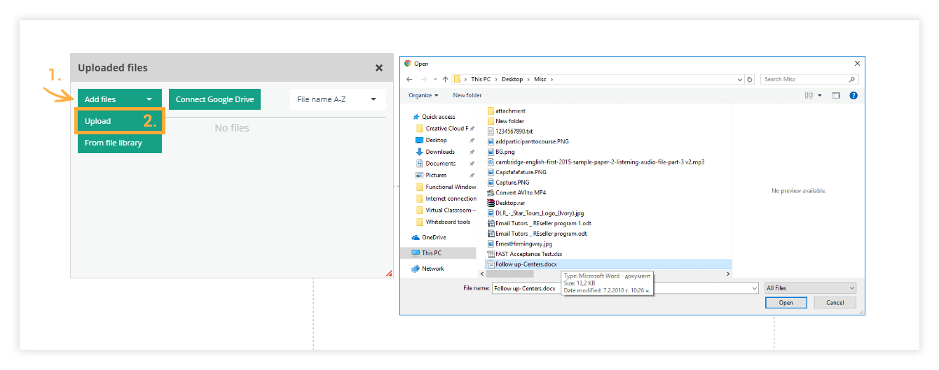 Files will also be stored in the File library