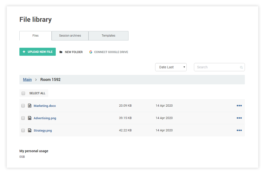Select files from the File library