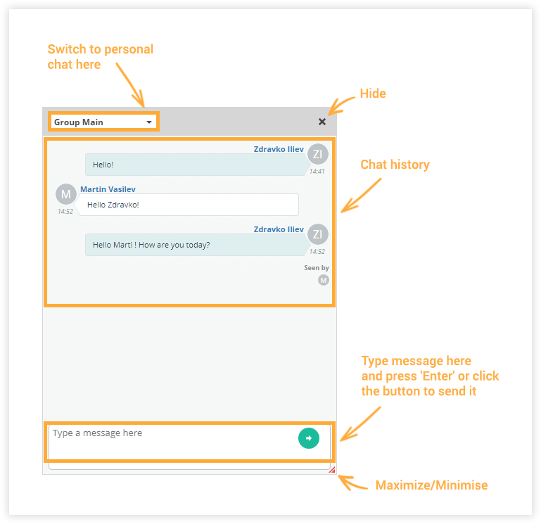 Chat drop down menu notifications