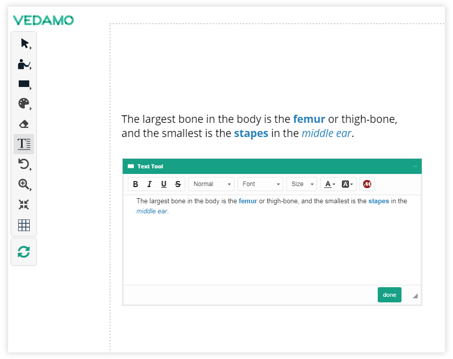 To edit an existing text click on it with the mouse to open the Text Editor