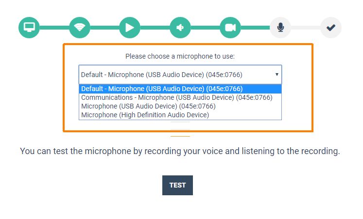 Virtual Classroom - System Check: Microphone - Change your microphone