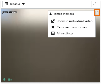 Individual video and Screen Share in the Virtual Classroom: by pressing the three dot-sign an additional settings menu can be opened