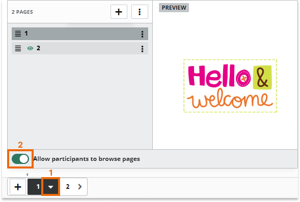 Whiteboard Settings: Whiteboard Pages Setting Online Whiteboard Settings: Allowing participants to browse the whiteboard pages