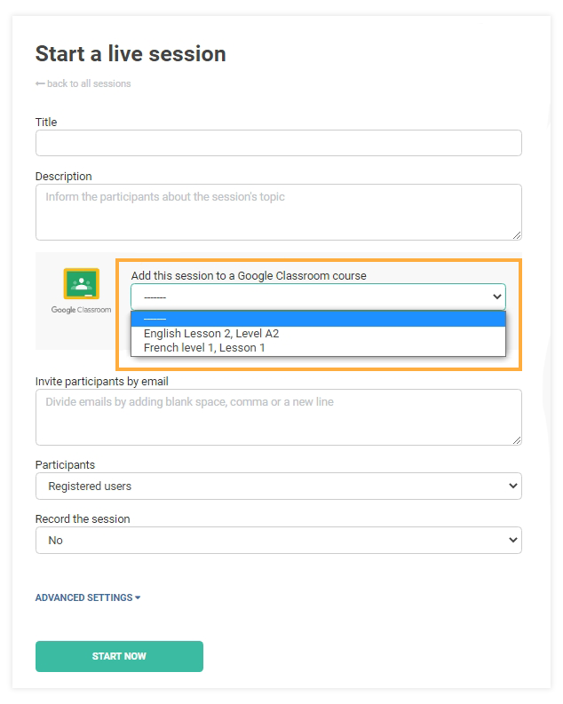 Vedamo and Google Integrations: Selecting Course