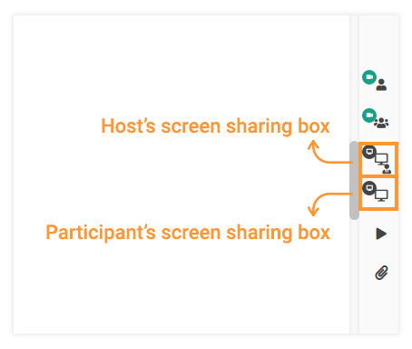 Individual video and Screen Share in the Virtual Classroom: Host's and Participant's screen sharing boxes