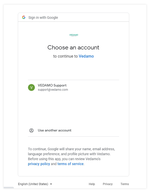 Vedamo and Google Integrations: Connection