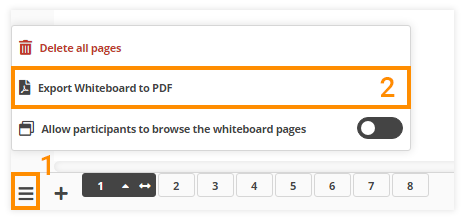 Online Whiteboard Settings: PDF Export option
