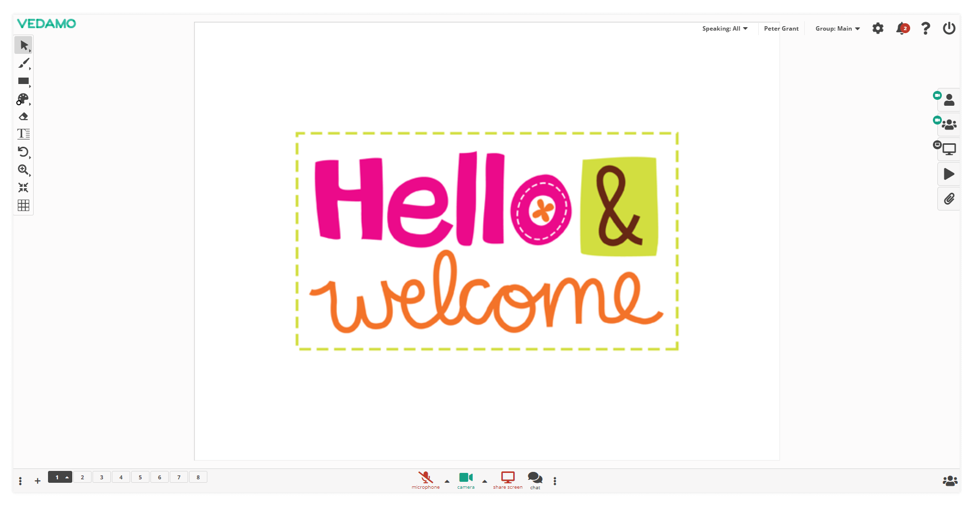 Online Whiteboard Settings: Online Whiteboard Settings: The host’s point of view.