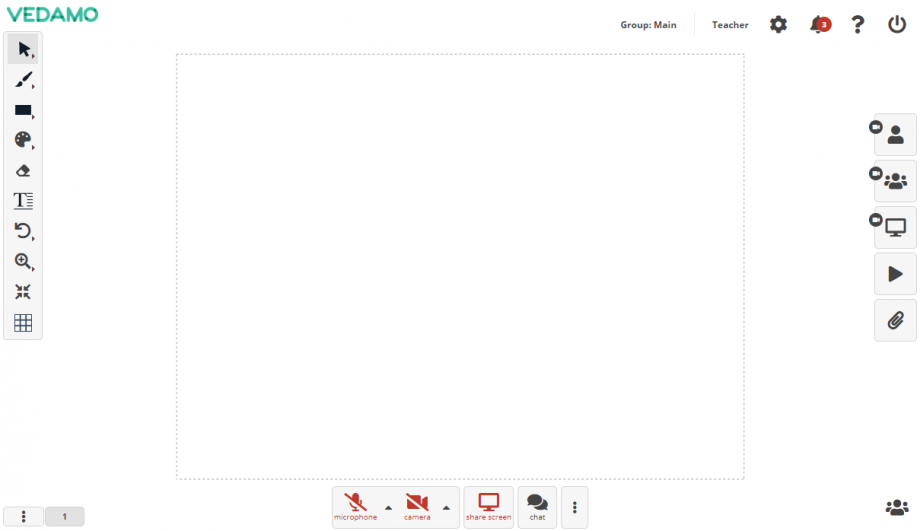 Online Whiteboard Settings in the Virtual classroom VEDAMO