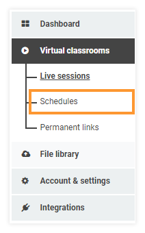 Creating Schedules for Virtual Classrooms: Virtual classroom "schedules" tab