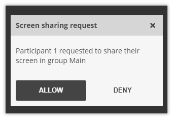 Individual video and Screen Share in the Virtual Classroom: Screen Share Prompt