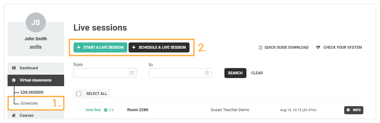 Vedamo and Google Integrations: Start a session