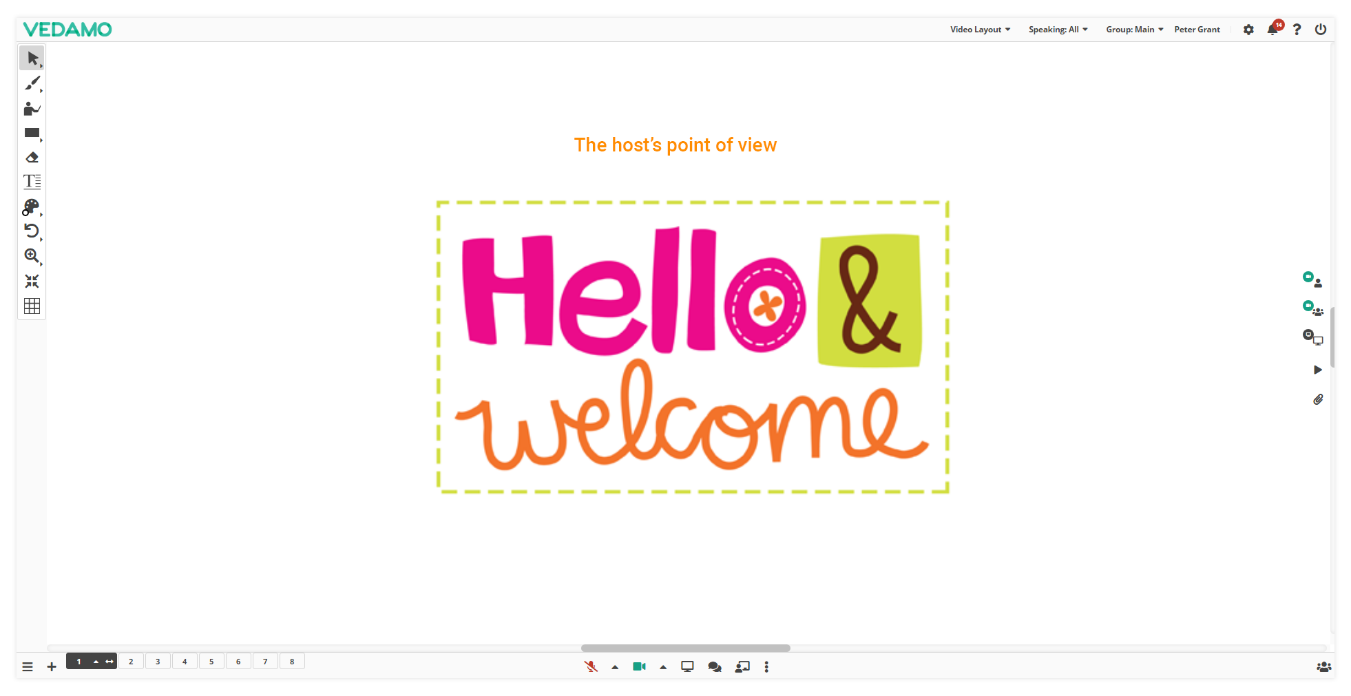 Online Whiteboard Settings: Online Whiteboard Settings: The host’s point of view.