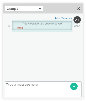 Deleted chat message - Virtual classroom functional windows