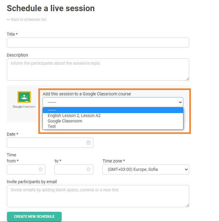 VEDAMO and Google Integrations: Select a course VEDAMO and Google Integrations: Select a course