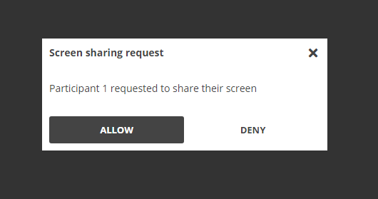 Individual video and Screen Share in the Virtual Classroom: Screen Share Prompt