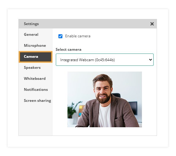 Camera Controls in the virtual classroom: Camera settings Camera Controls in the virtual classroom: Camera settings