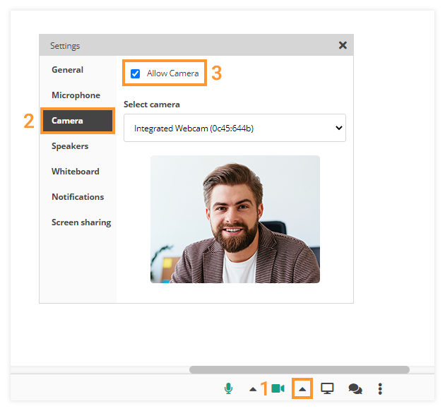 Camera Controls in the virtual classroom: Camera settings Camera Controls in the virtual classroom: Camera settings