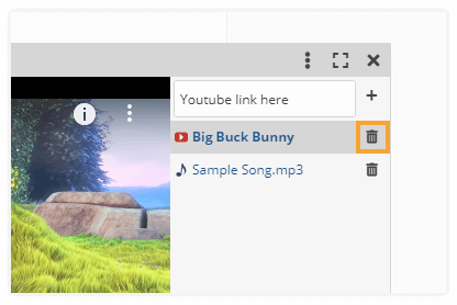Media Player in the Virtual classroom: Click the trashcan button to delete the video from the media player