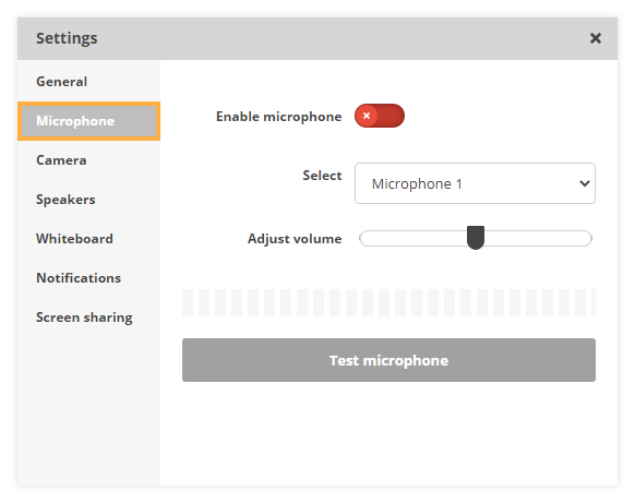 Sound Controls in the virtual classroom: Microphone Settings Sound Controls in the virtual classroom: Microphone Settings