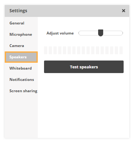 Sound Controls in the virtual classroom: Speakers Settings Sound Controls in the virtual classroom: Speakers Settings
