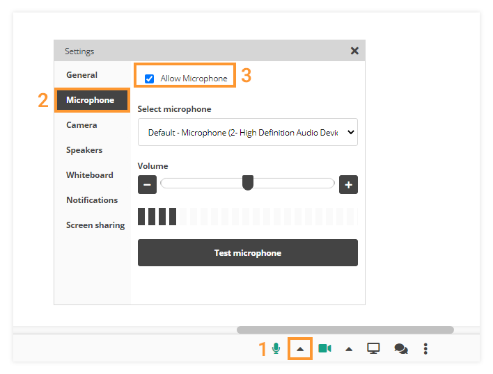 Sound Controls in the virtual classroom: Microphone Settings Sound Controls in the virtual classroom: Microphone Settings