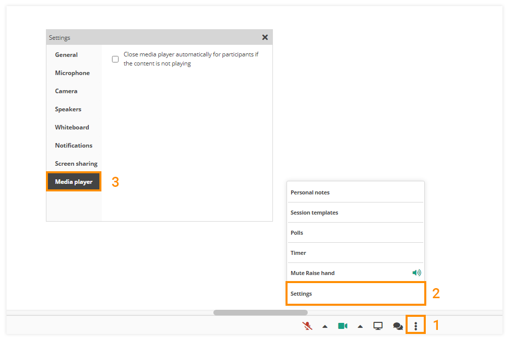 Media Player in the Virtual Classroom: Automatic close if no content is being played