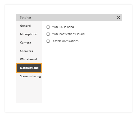 Sound Controls in the virtual classroom: Notifications Settings Sound Controls in the virtual classroom: Notifications Settings
