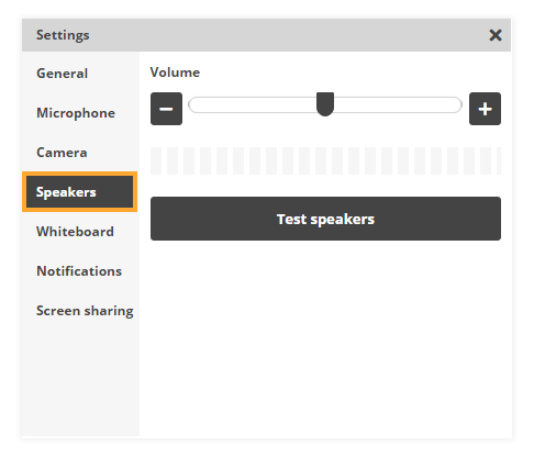 Sound Controls in the virtual classroom: Speakers Settings Sound Controls in the virtual classroom: Speakers Settings