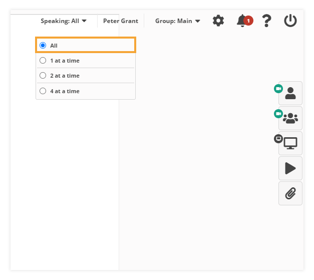 Sound Controls in the virtual classroom: single speaker function