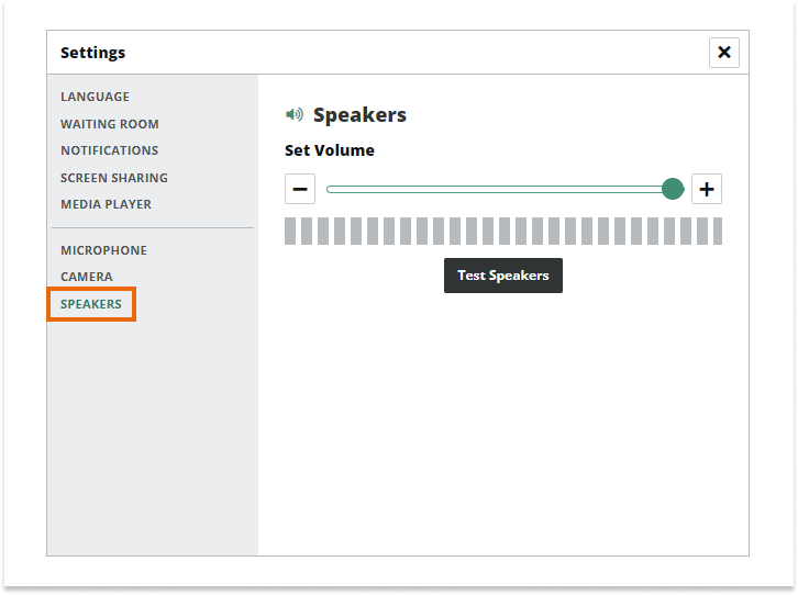 Sound Controls in the virtual classroom: Speakers Settings Sound Controls in the virtual classroom: Speakers Settings