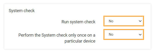 Virtual Classroom Advanced Settings: System Check settings Virtual Classroom Advanced Settings: System Check settings