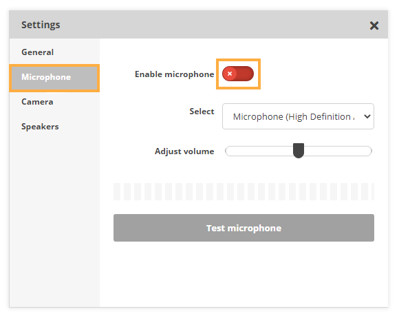 Microphone Settings Microphone Settings