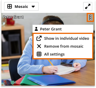 Video Boxes Settings for Participants in the Virtual classroom: Mosaic options