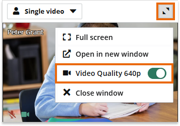 Video Boxes Settings for Participants in the Virtual classroom: HD button