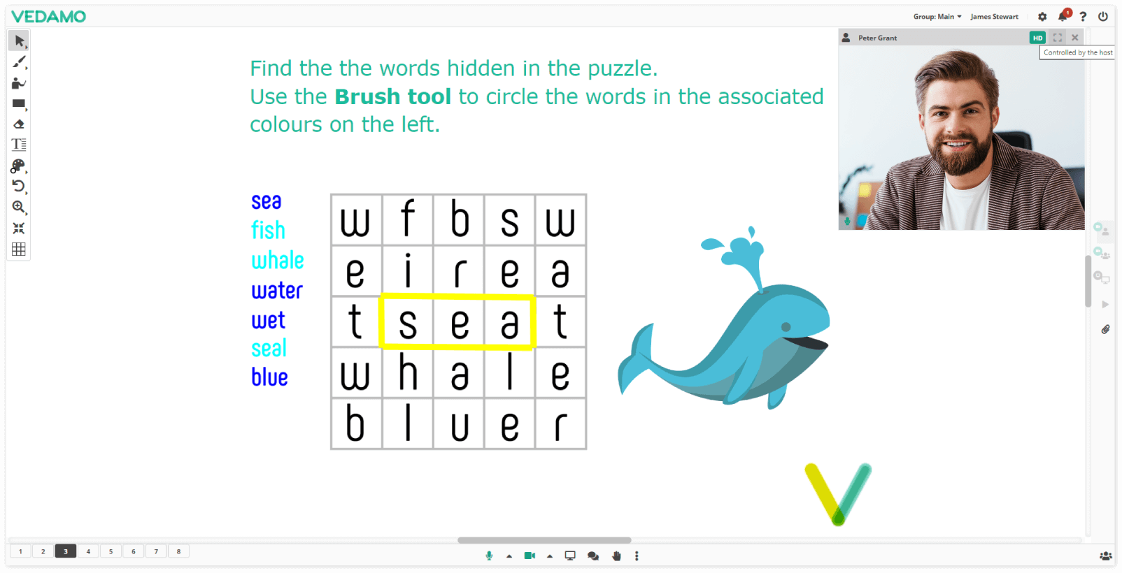 Video Boxes Settings for Participants in the Virtual classroom: Example of inactive buttons when the Participant's layout auto replicates the host’s is turned on