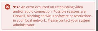 Recommended Firewall Settings when using the Virtual classroom: Vedamo network error message