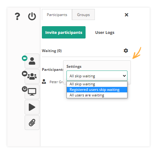 Virtual Classroom Waiting Room: Inside the Room Settings