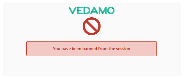 Virtual Classroom Waiting Room: Banned (Removed) screen from the Session