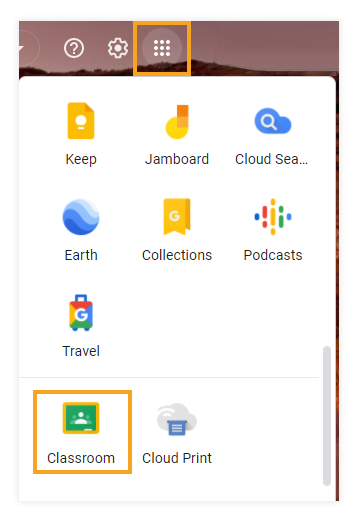 Permanent Links in the VEDAMO platform: In Gmail you can find the Google classroom here