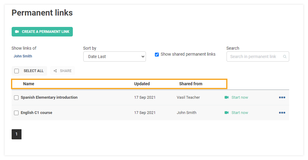 Permanent Links in the VEDAMO platform: information fields