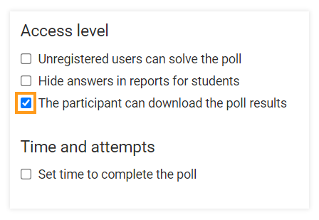 Polls in the Virtual Classroom and the LMS: Poll settings