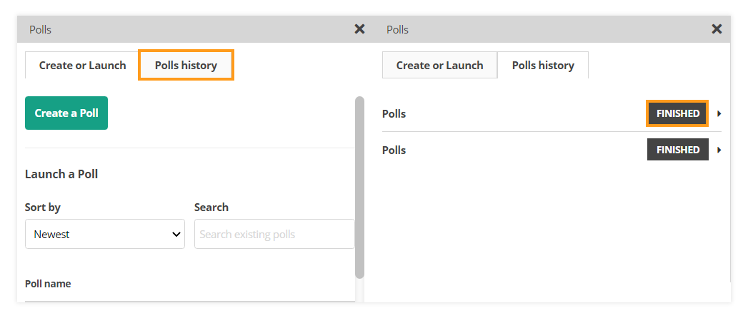 Polls in the Virtual Classroom and the LMS: Poll history inside the Virtual Classroom