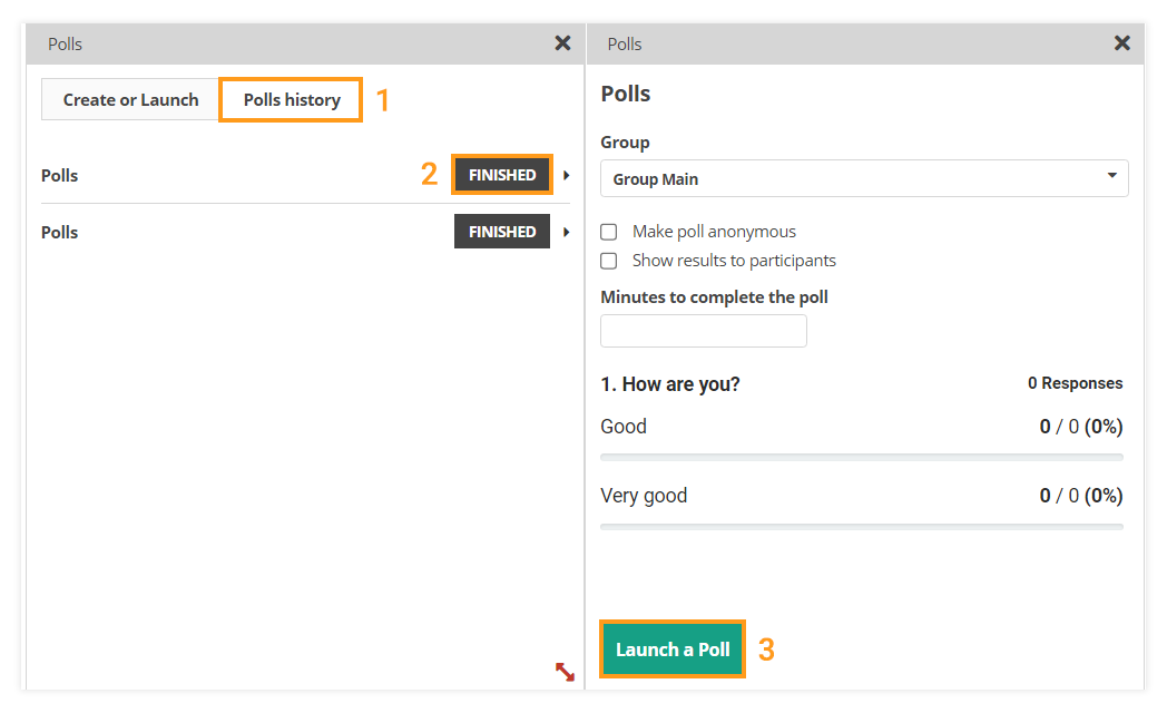 Polls in the Virtual Classroom and the LMS: How to reopen a finished poll inside the Virtual Classroom