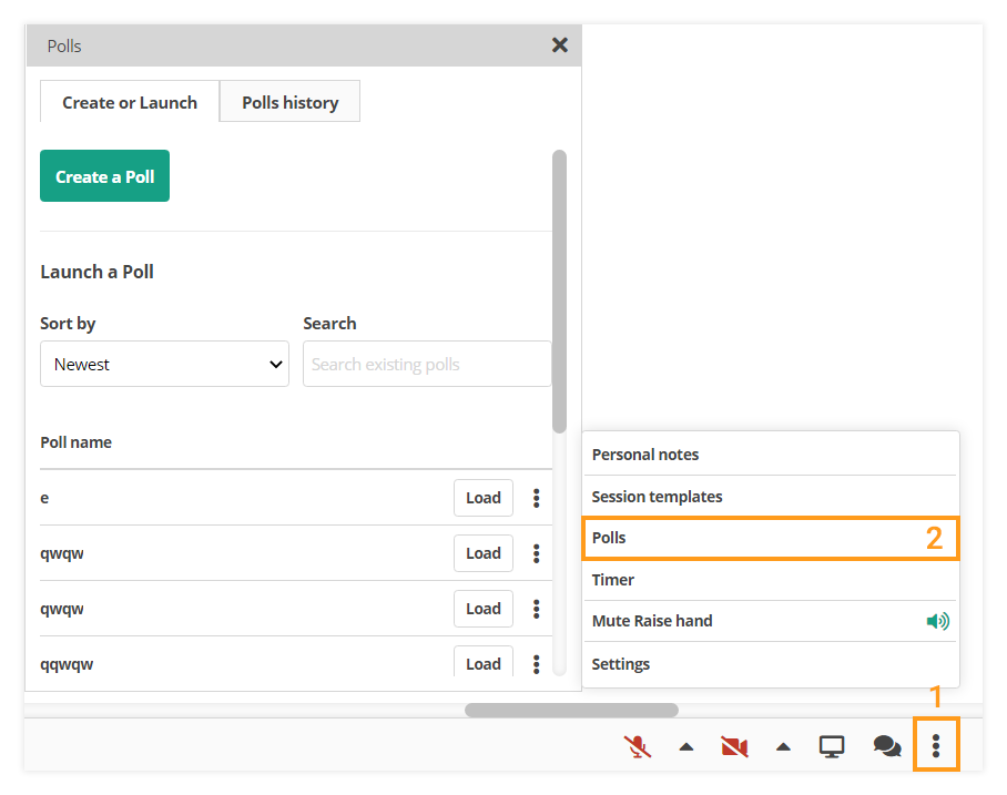 Polls in the Virtual Classroom and the LMS: How to access polls inside the Virtual Classroom