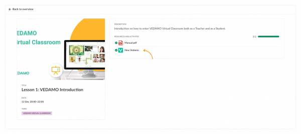 How to use VEDAMO Virtual Classroom as a Teacher in itslearning | VEDAMO