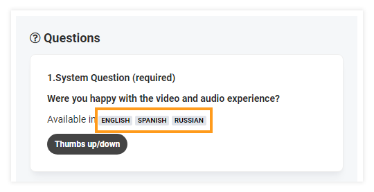 Post-session surveys: Example of selected languages