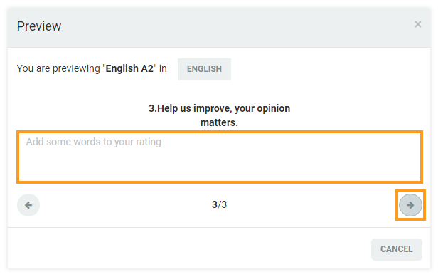 Post-session surveys: Example of the free text type of question