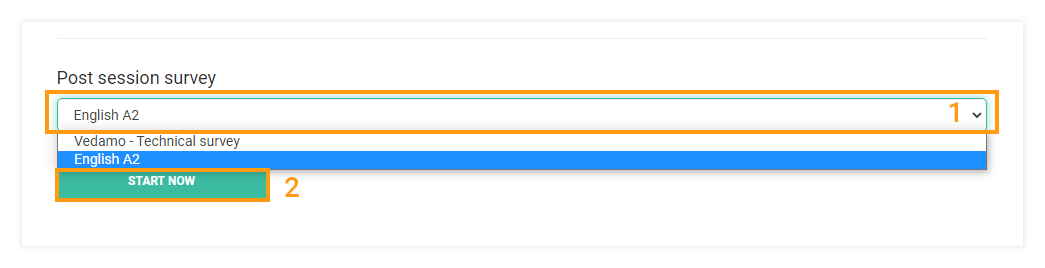 Post-session surveys: In the Advanced settings the teachers can select (if permitted) any created survey in the academy