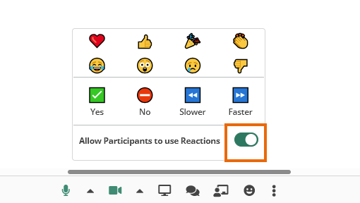 Emojis in the Virtual Classroom: Permission (for all users) to use the reactions